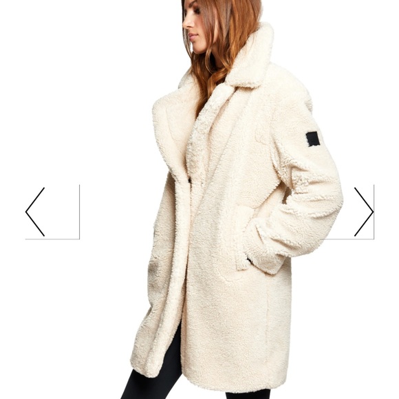 SAM New York Mid Length Sherpa Coat in Almond - Picture 2 of 12